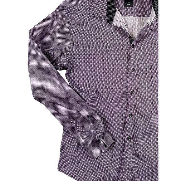 Michael Strahan Men's Dress Shirt Size L Modern Fit Purple Geometric Pattern - Picture 3 of 9